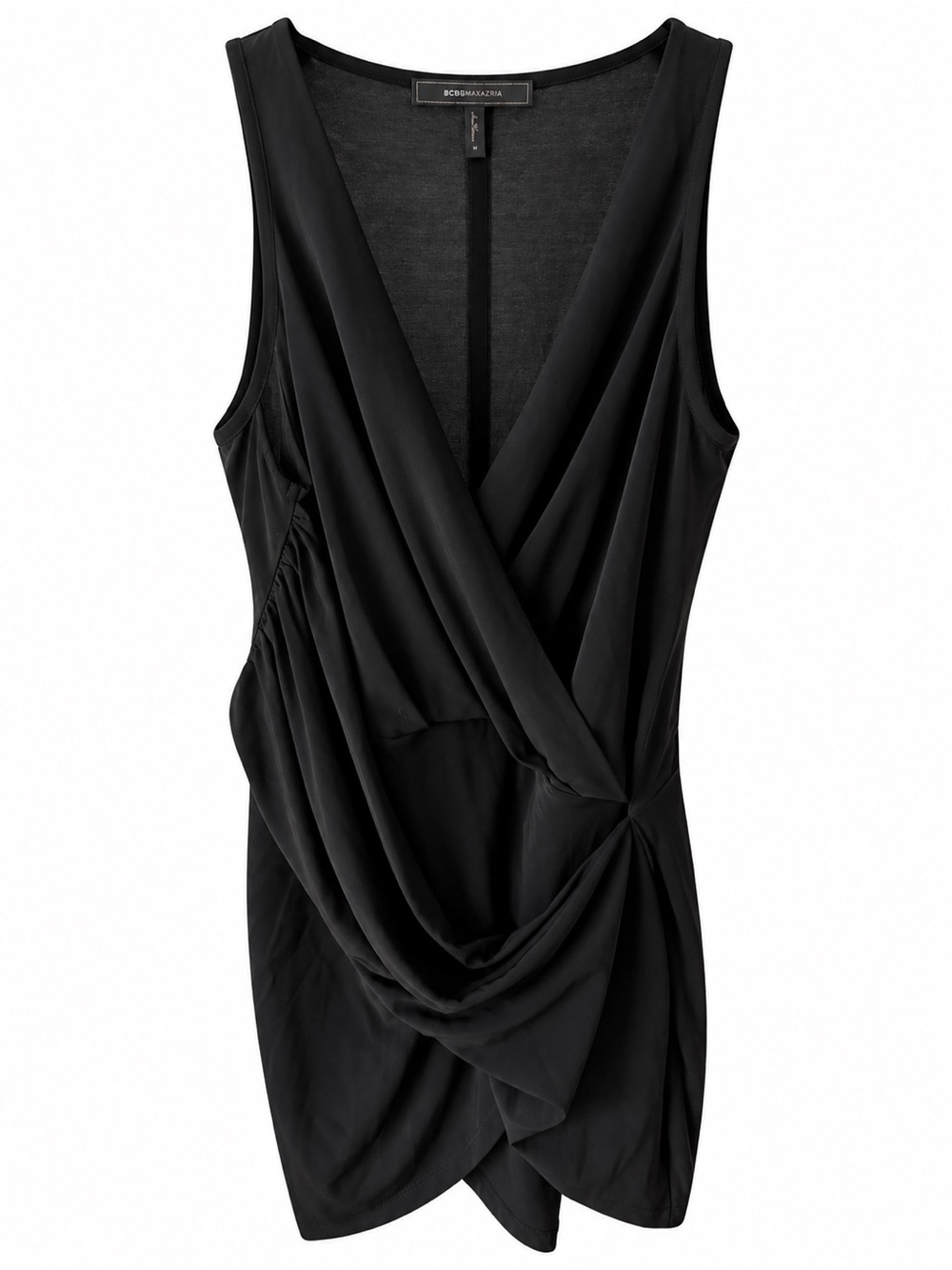 BCBGMAXAZRIA Black Draped Wrap-Front Women's top